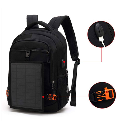 Solar backpack USB charging 