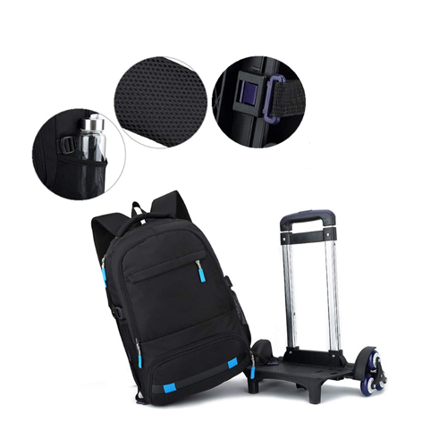 Trolley backpack students removable rolling 6 wheels